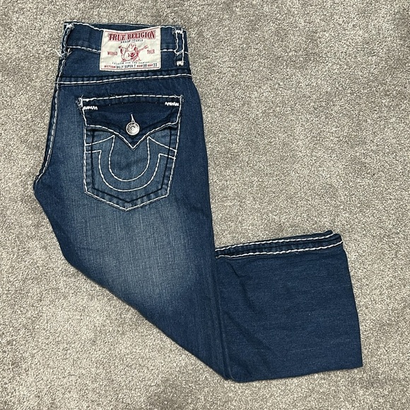 True Religion White Stitch Billy Super T Jeans - Picture 1 of 6